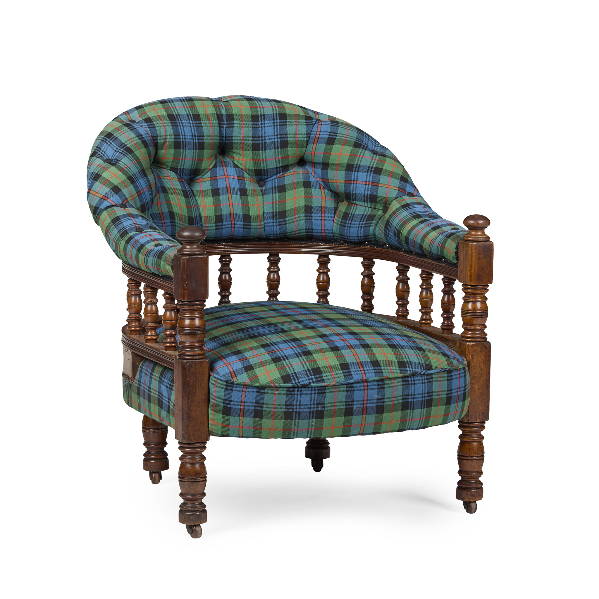 VICTORIAN OAK UPHOLSTERED ARMCHAIR