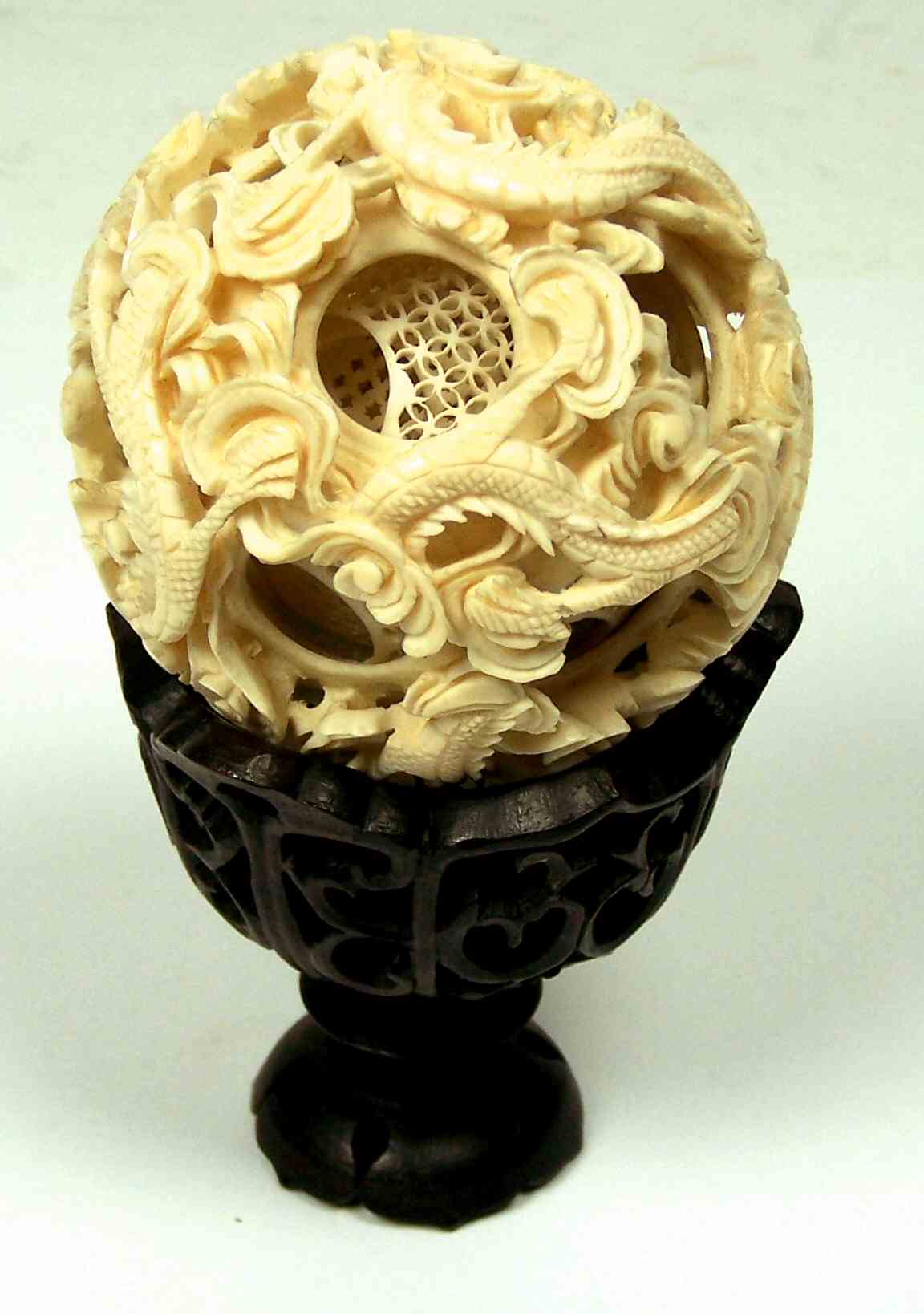 A Chinese carved ivory puzzle ball