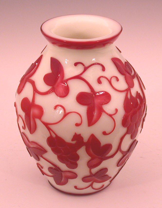 A large Peking glass red overlay vase,