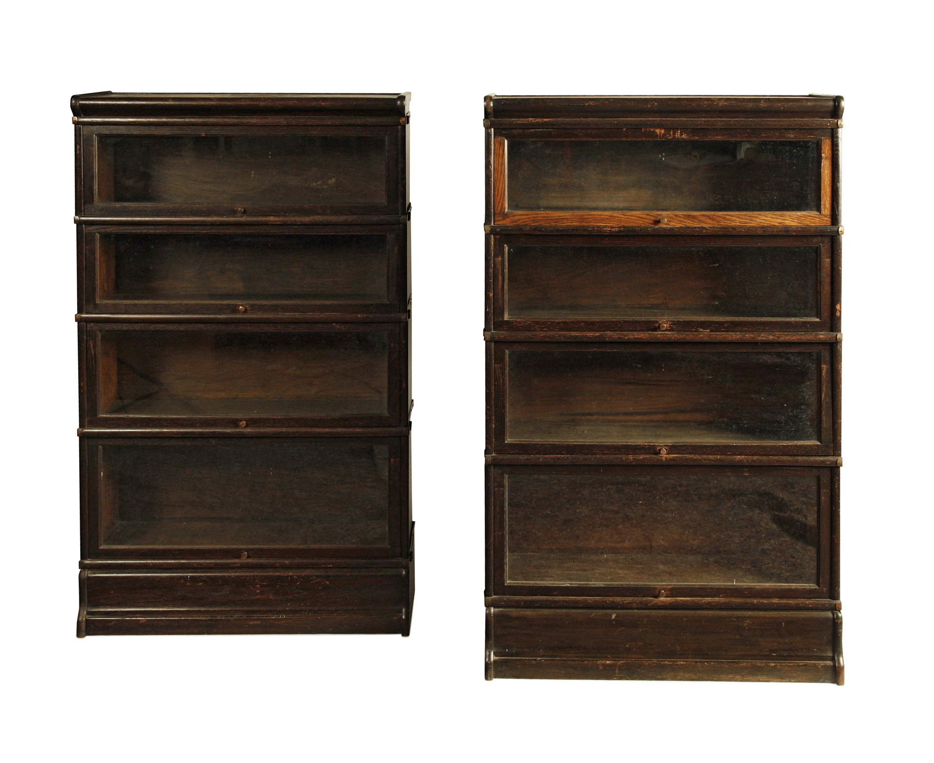 SET OF THREE STAINED SECTIONAL BOOKCASES