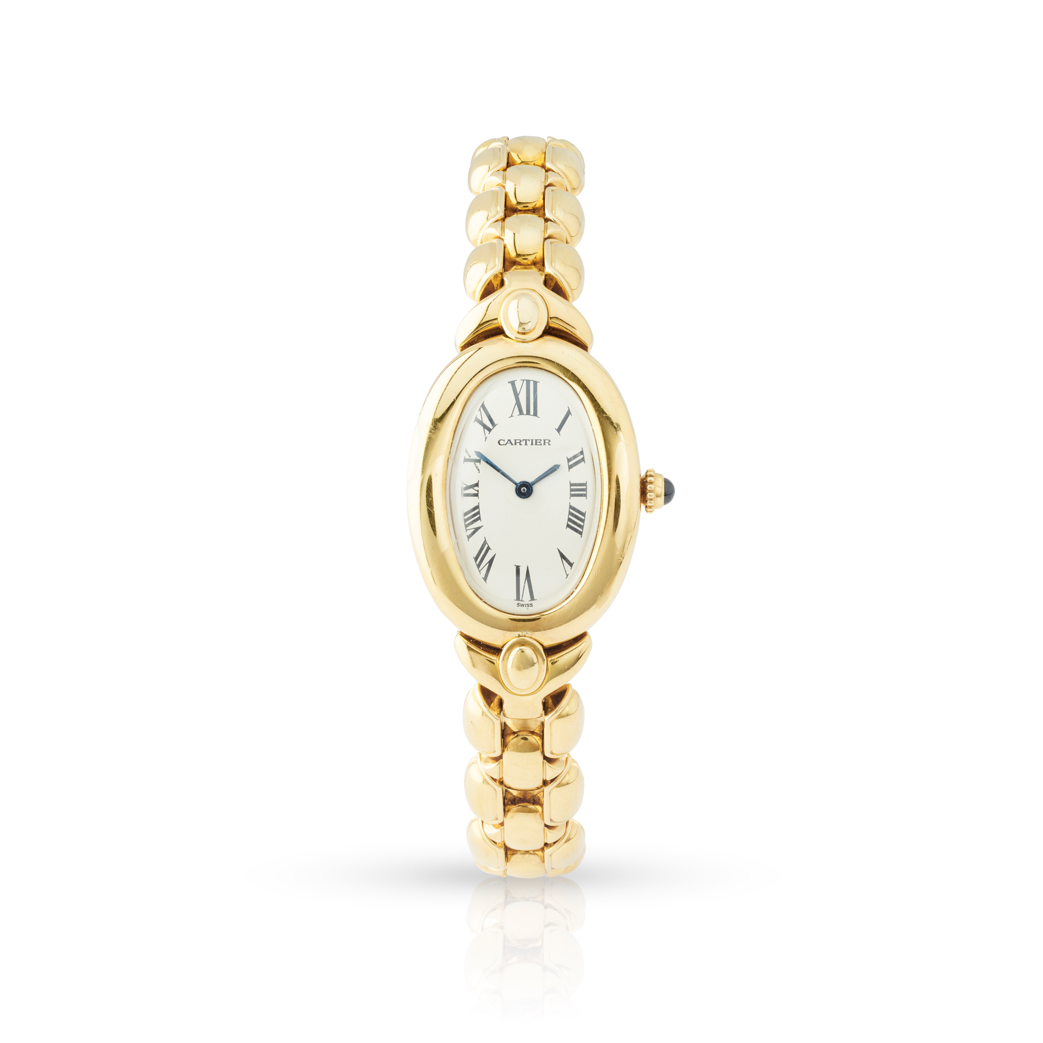Cartier. A Ladies fine and very unusual 18k yellow gold quartz bracelet watch