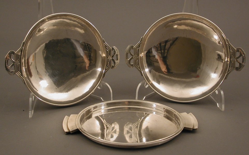 GEORG JENSEN, a pair of small two handled dishes