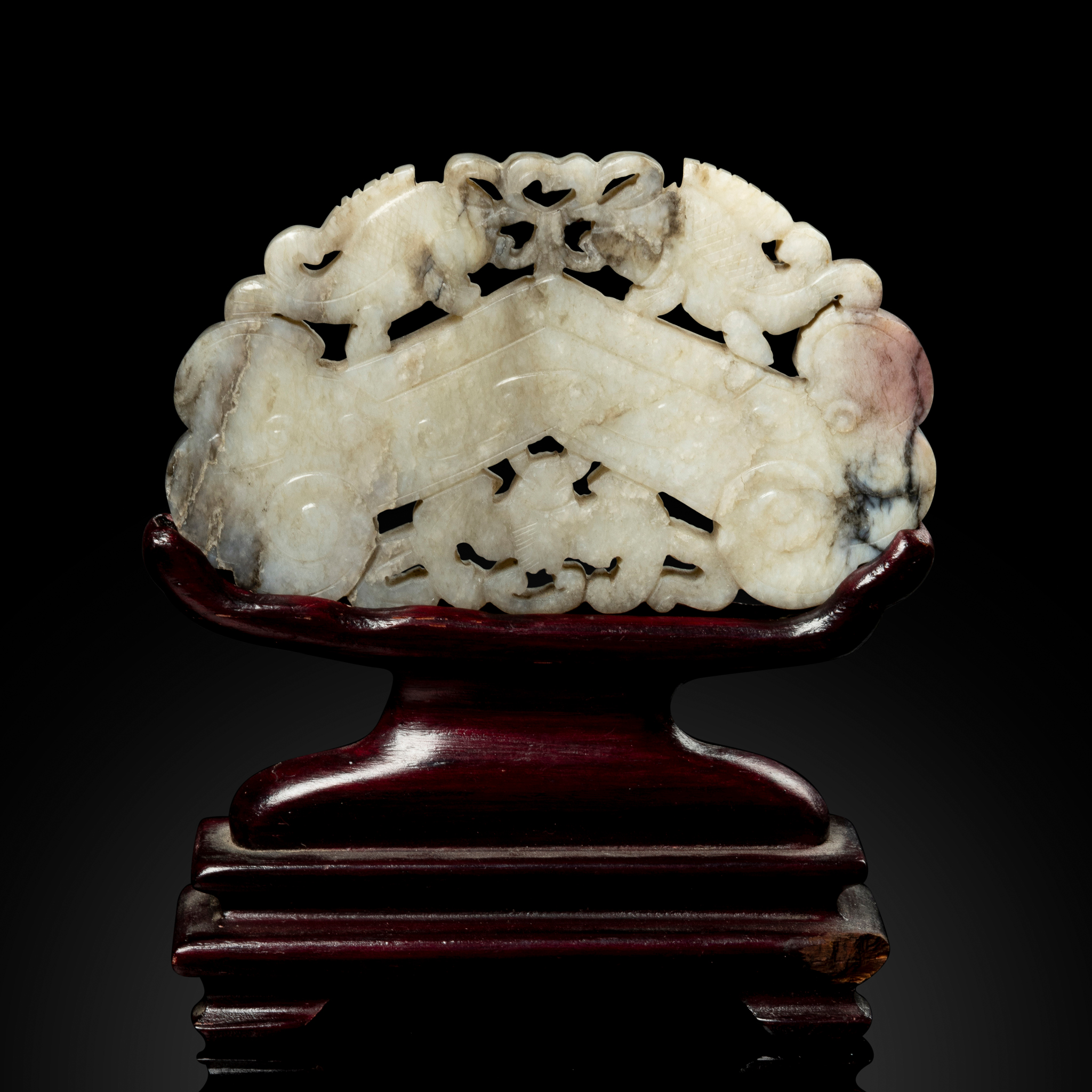 CHINESE WHITE JADE 'TWIN FISH' PLAQUE