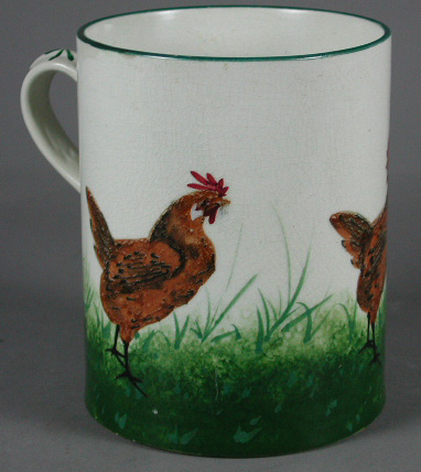 A Wemyss "Cock and Hens" cylindrical tankard