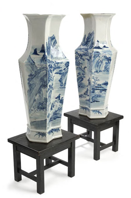 A pair of 19th century Chinese blue painted vases,