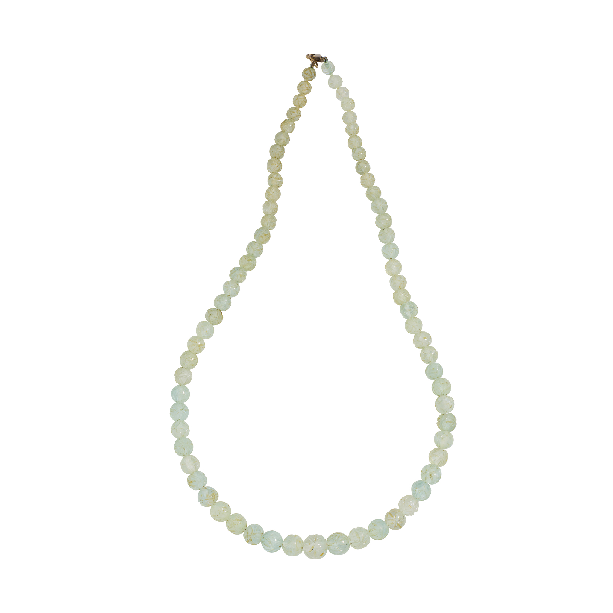 A carved aquamarine necklace