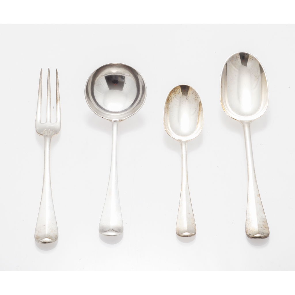 A matched part suite of Hanoverian flatware
