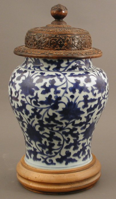A Chinese blue painted baluster vase