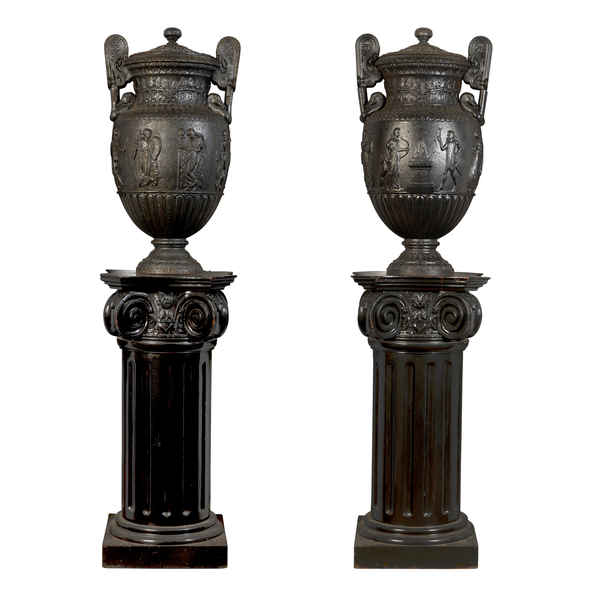 A PAIR OF CAST IRON MODELS OF THE TOWNLEY VASE