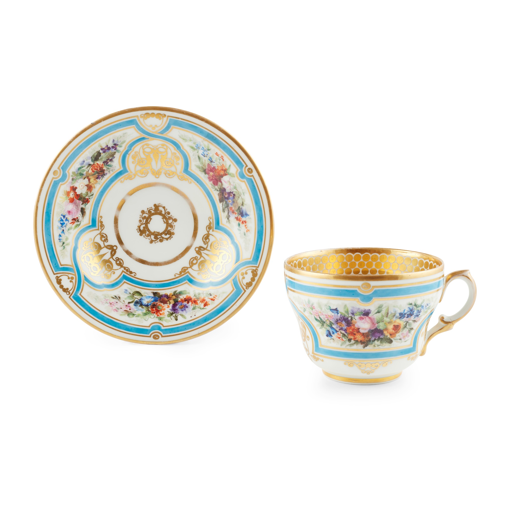 RUSSIAN PORCELAIN CUP AND SAUCER, GARDNER FACTORY