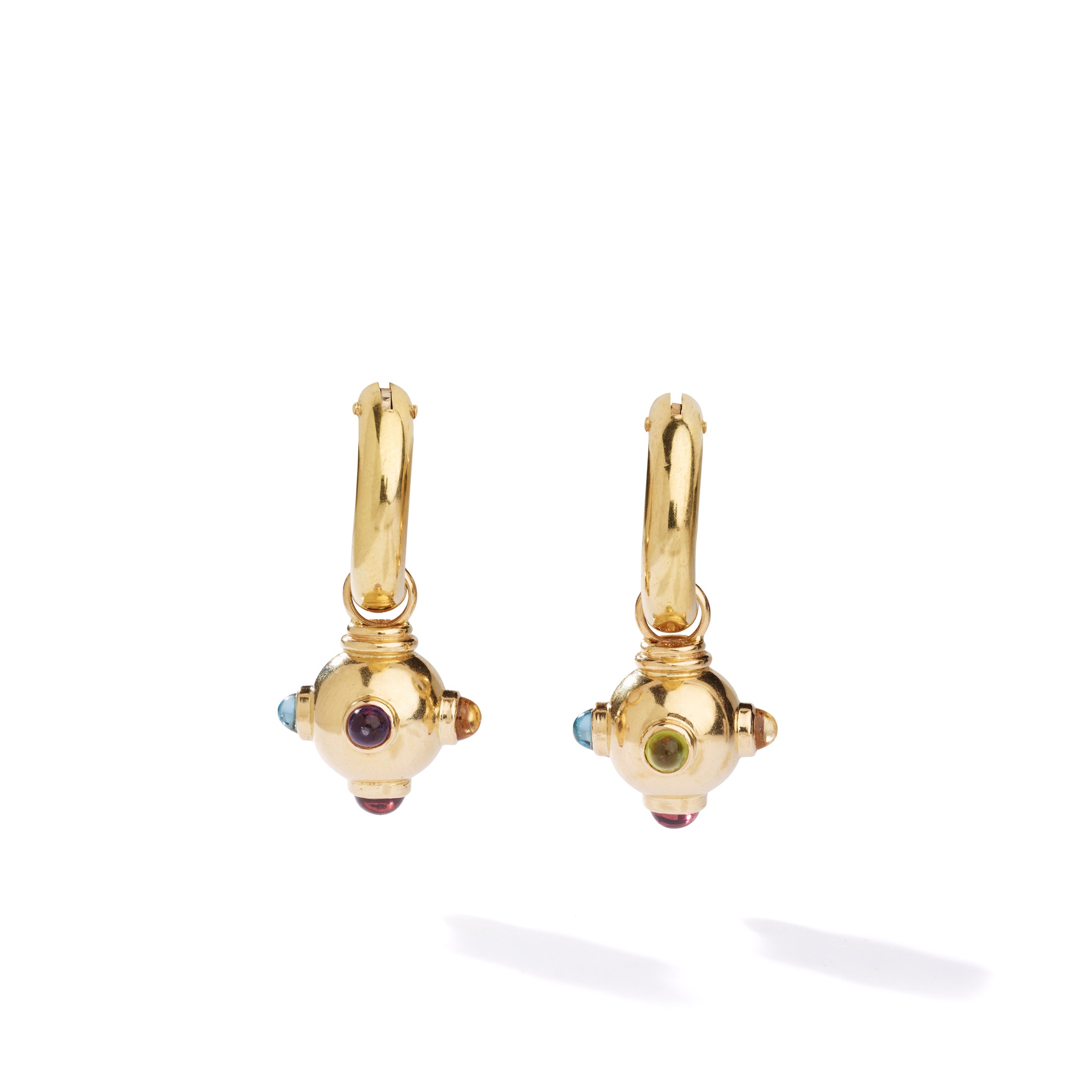 A pair of gem-set pendent earrings