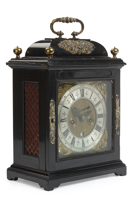 A late 17th century ebonised table clock By Jonathon Lowndes, London