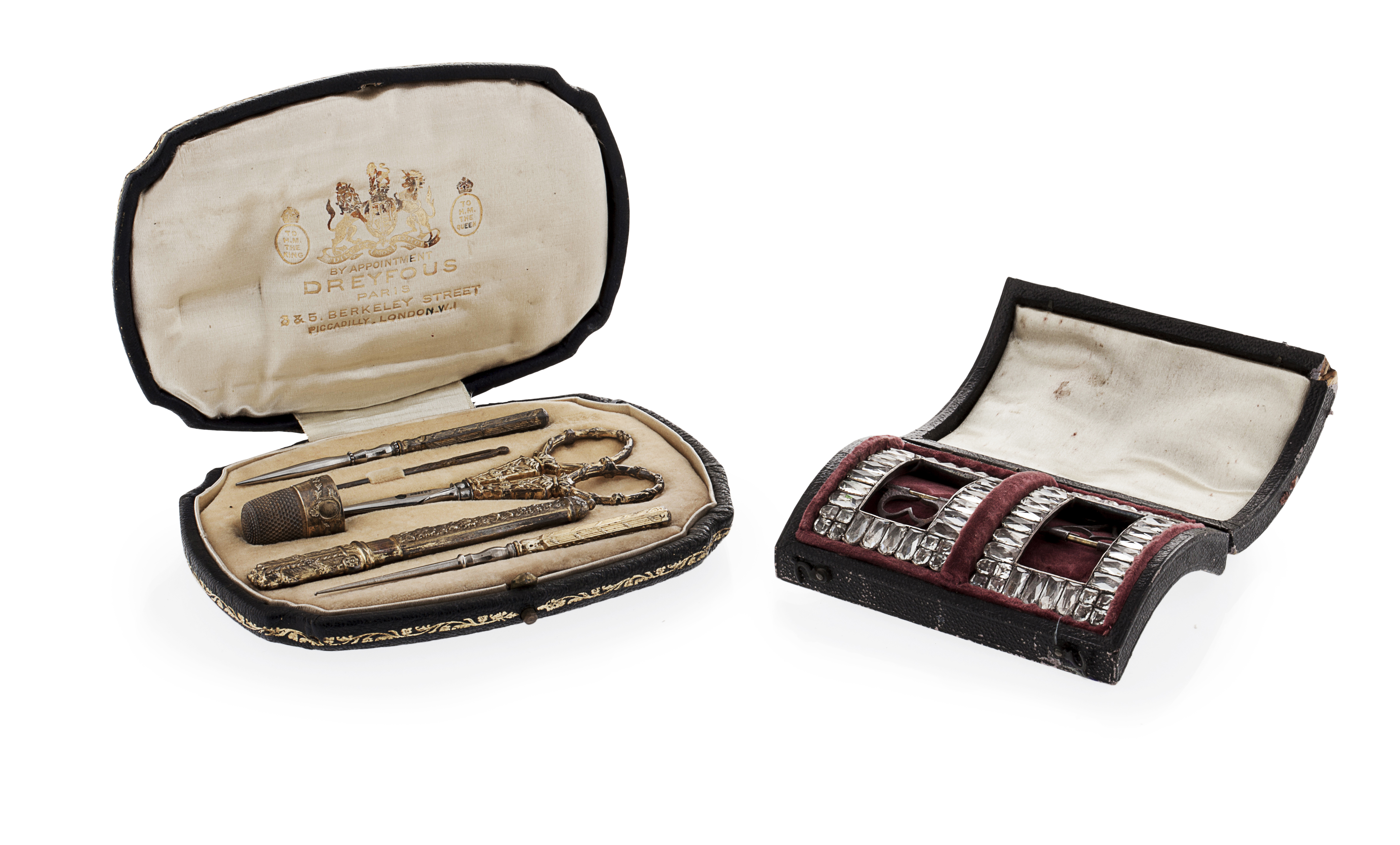 A cased pair of Georgian paste buckles