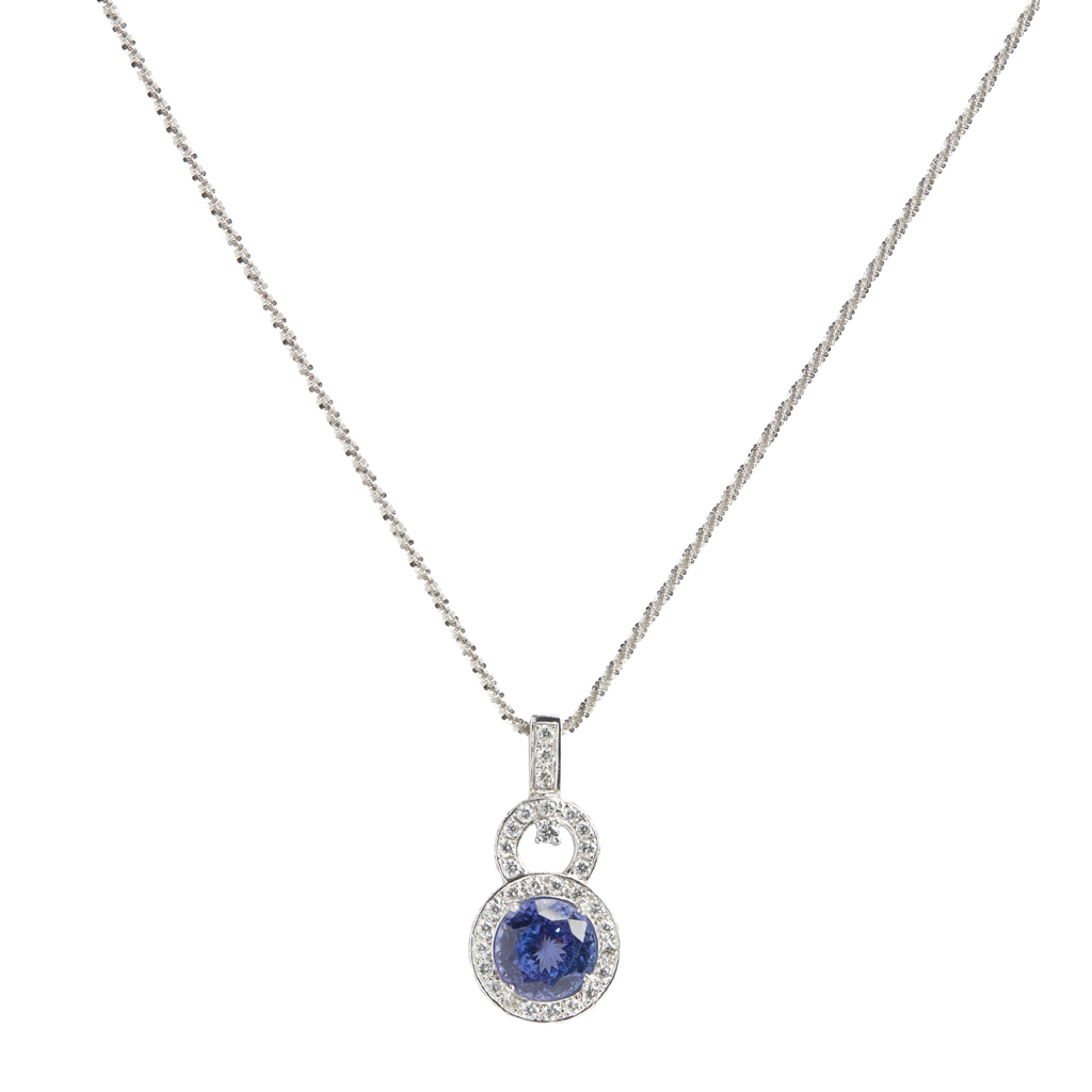 A Tanzanite and diamond set pendant