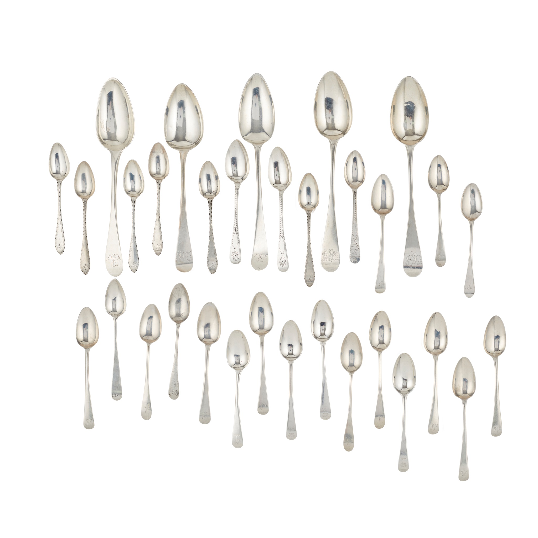A collection of various pieces of 19th Century flatware