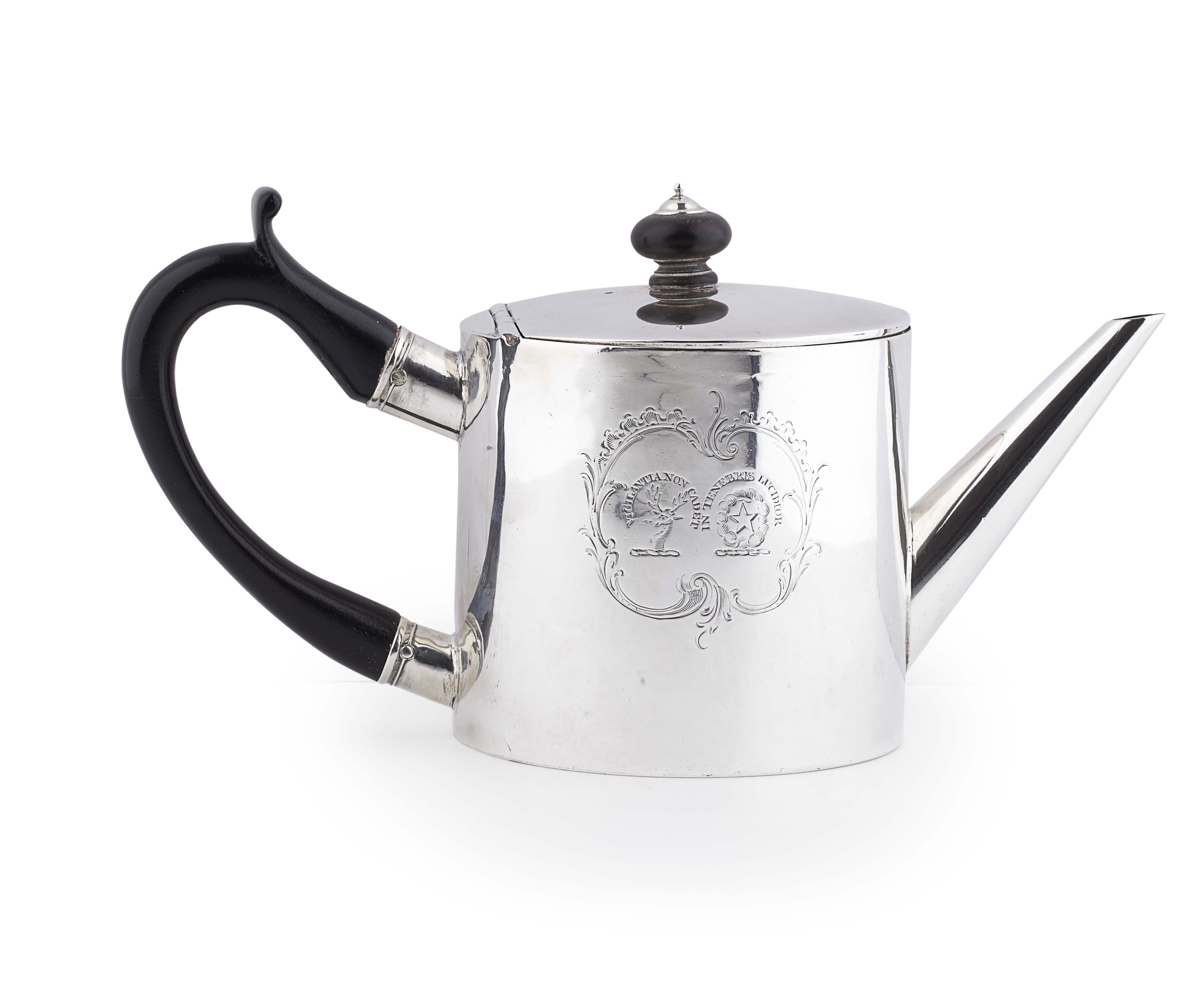 A GEORGE III DRUM TEAPOT