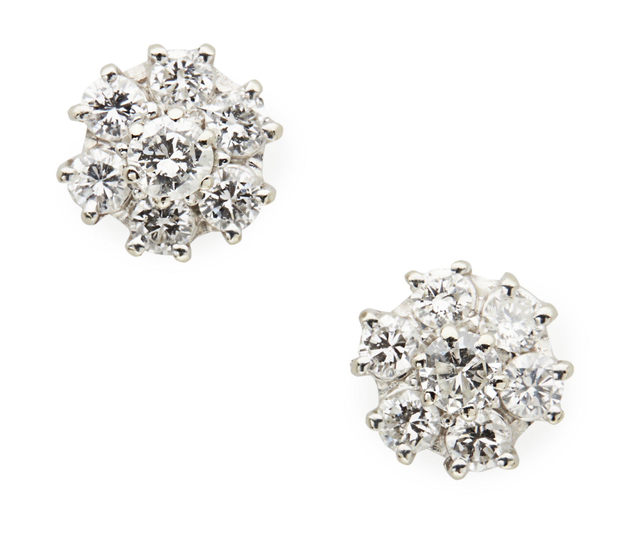 A pair of diamond cluster earrings