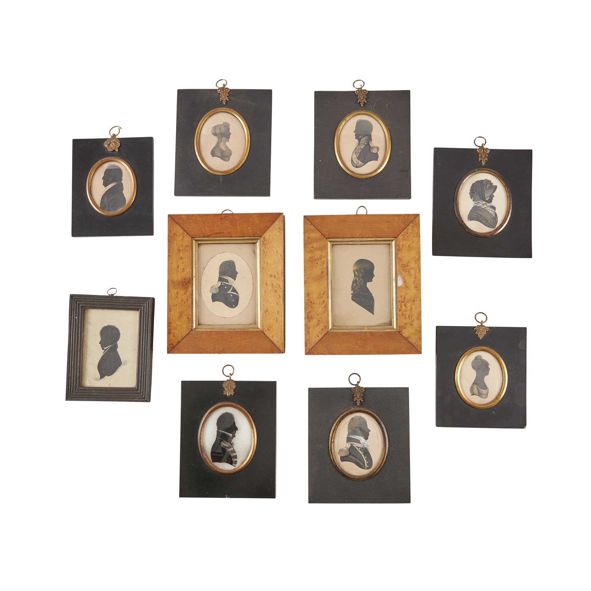 GROUP OF TEN PORTRAIT SILHOUETTES OF THE HENRYSON FAMILY
