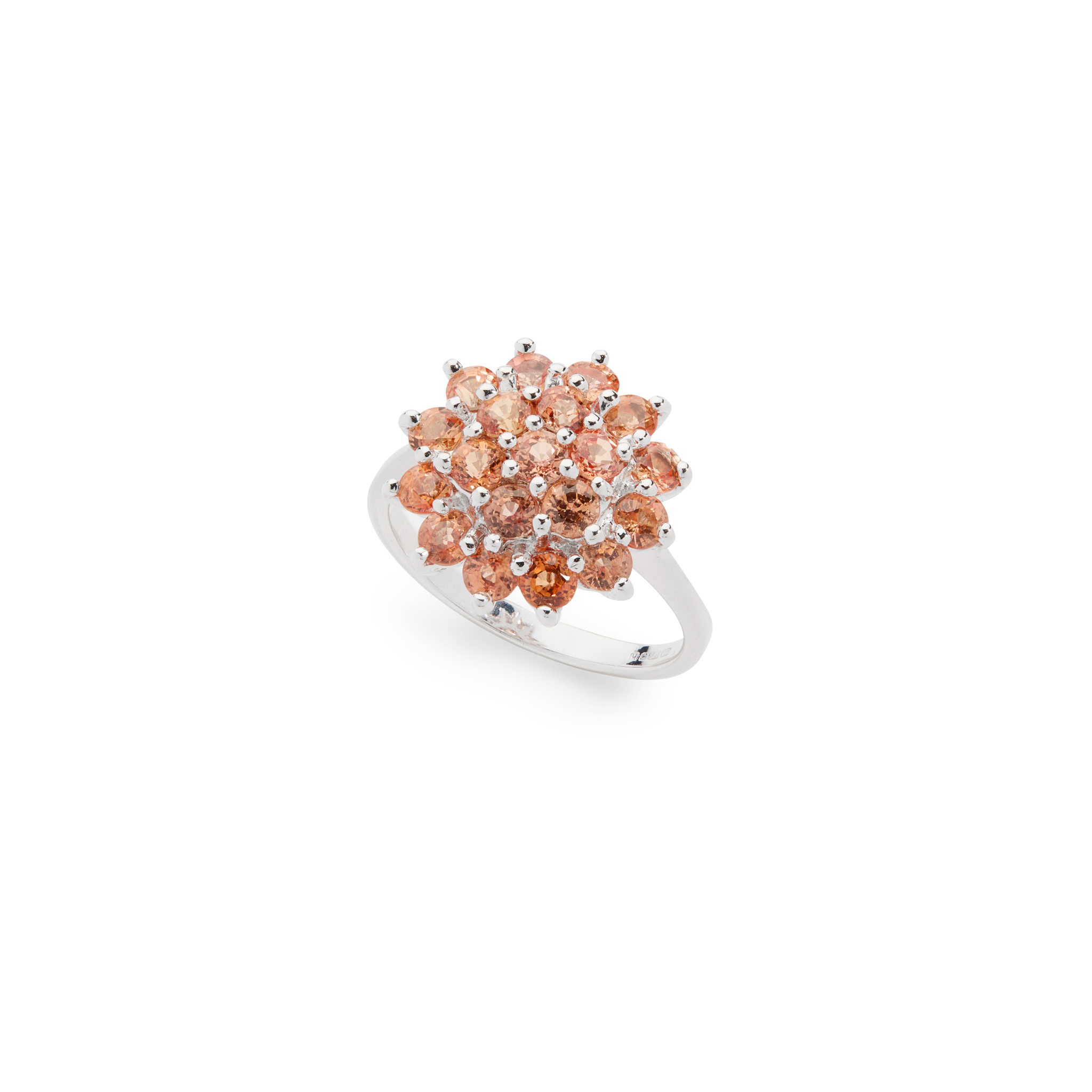A 9ct gold orange sapphire cluster ring