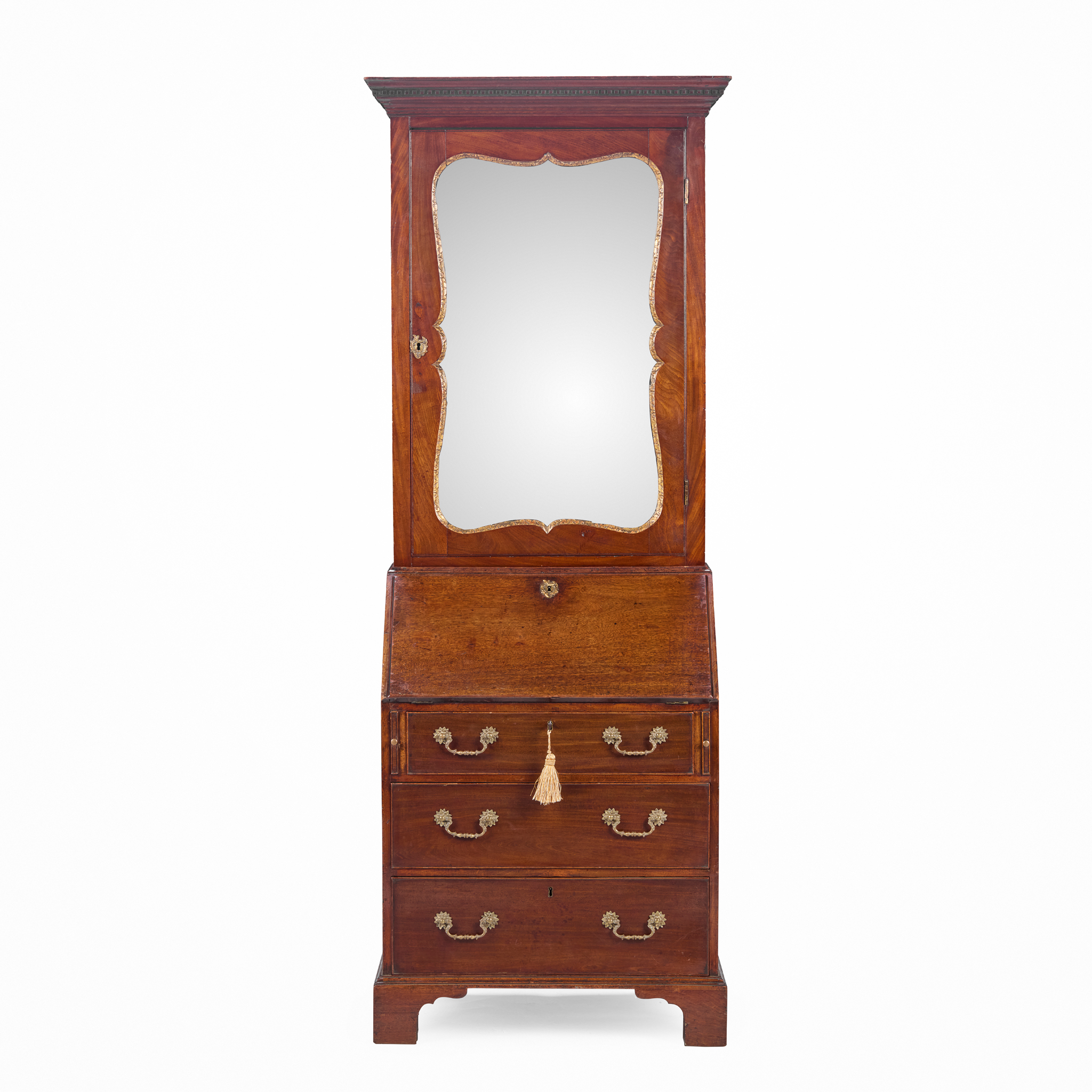 GEORGE II MAHOGANY SMALL BUREAU BOOKCASE