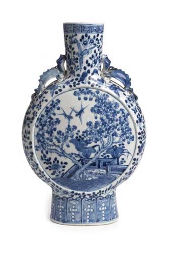 A 19th century Chinese blue painted moonflask,