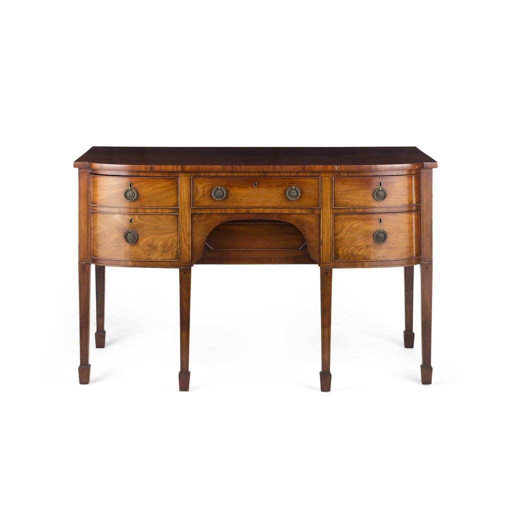 LATE GEORGE III MAHOGANY AND EBONY INLAY SIDEBOARD