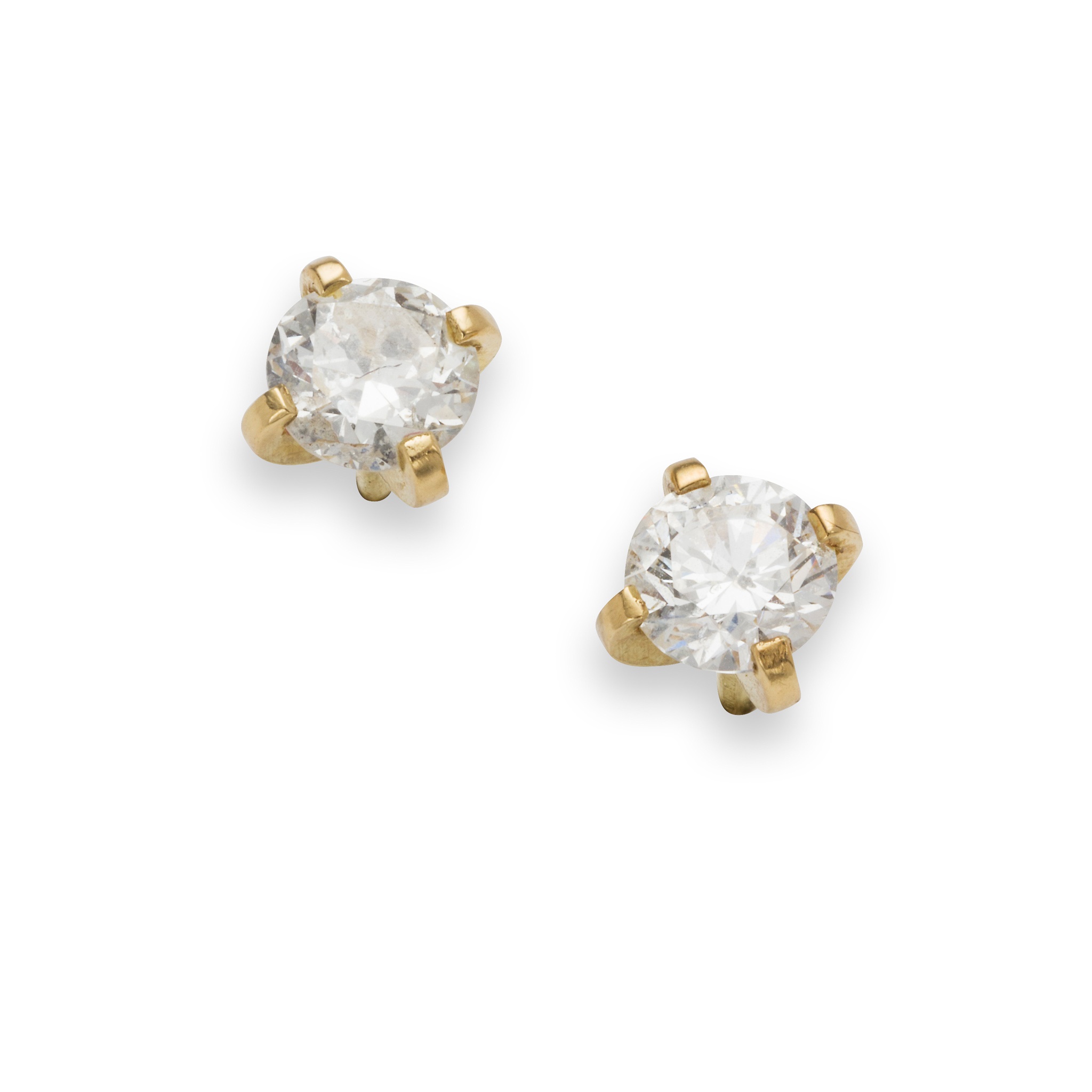 A pair of diamond stud earrings