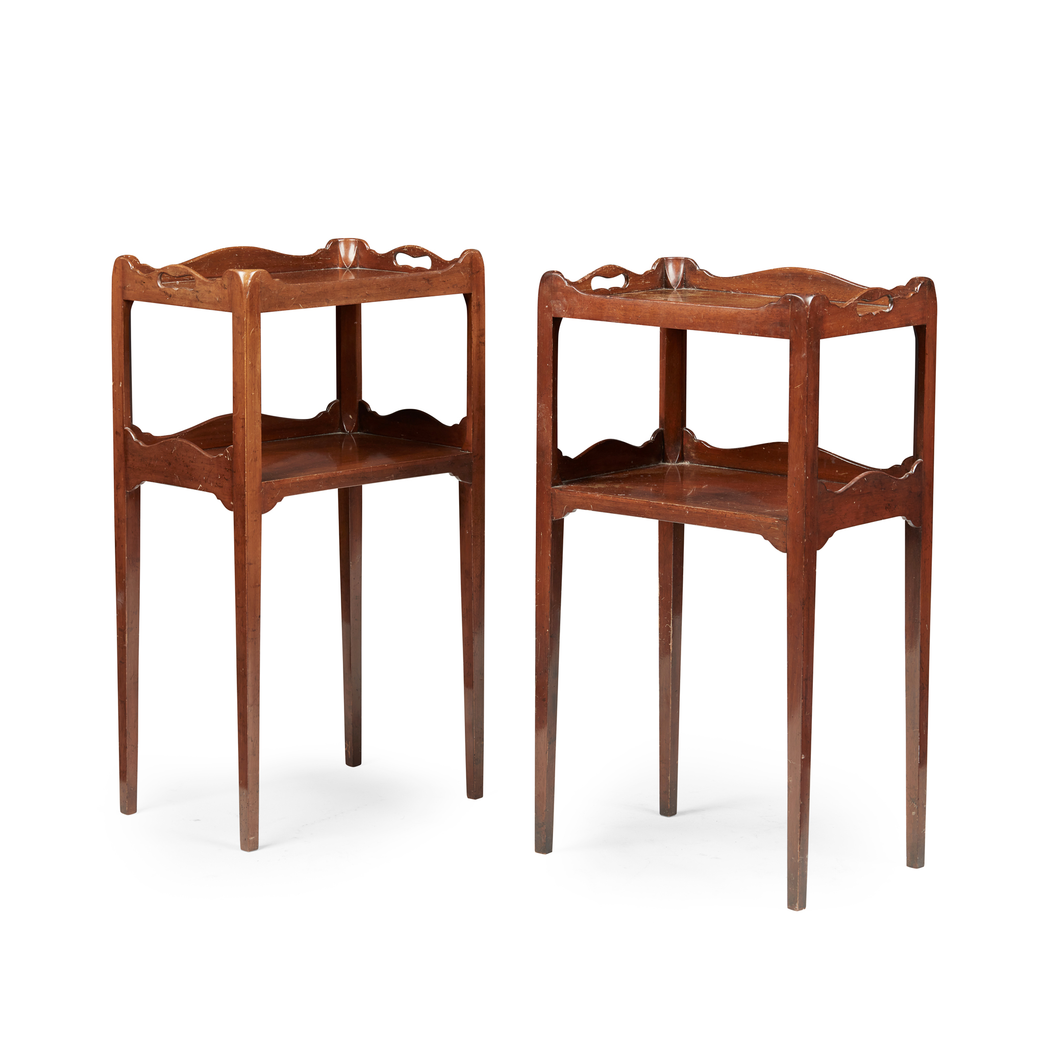 PAIR OF GEORGE III STYLE MAHOGANY TRAY-TOP TABLES