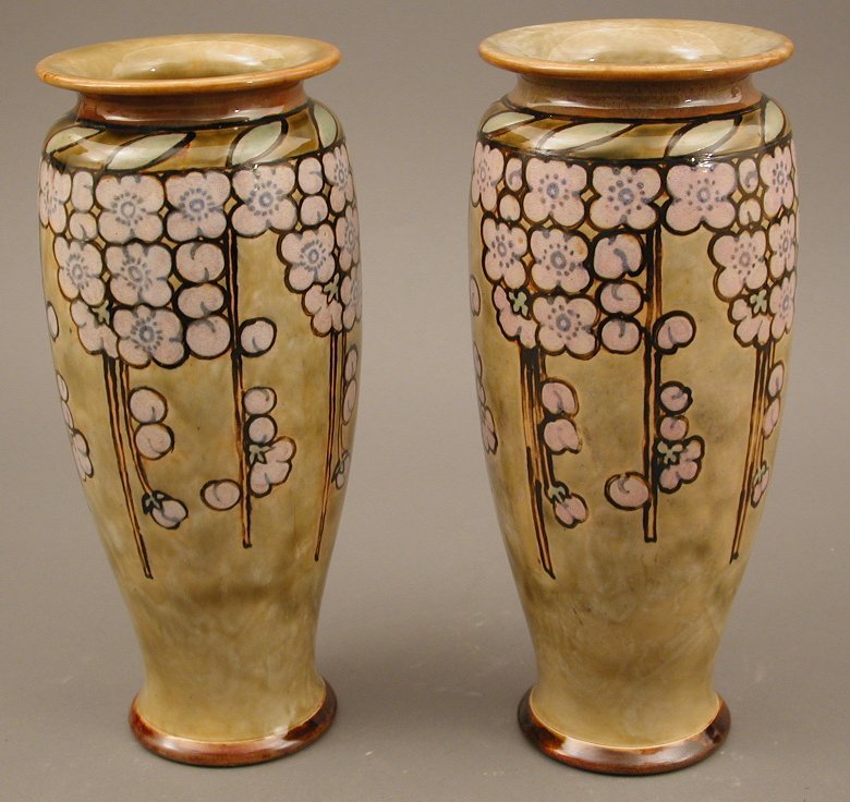 A pair of Royal Doulton stoneware vases
