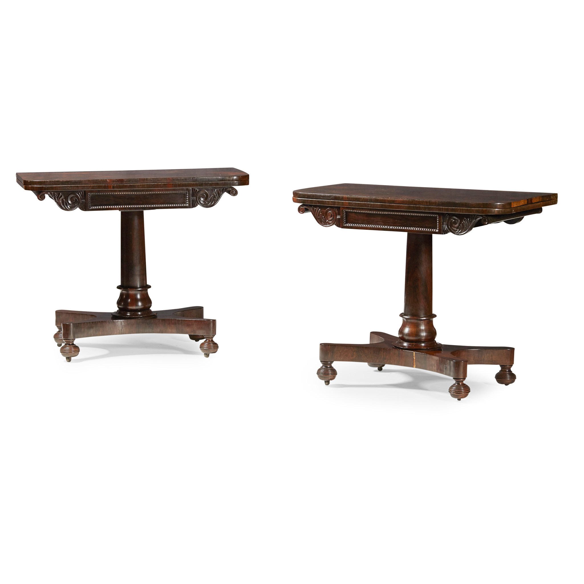 PAIR OF SCOTTISH REGENCY ROSEWOOD CARD TABLES
