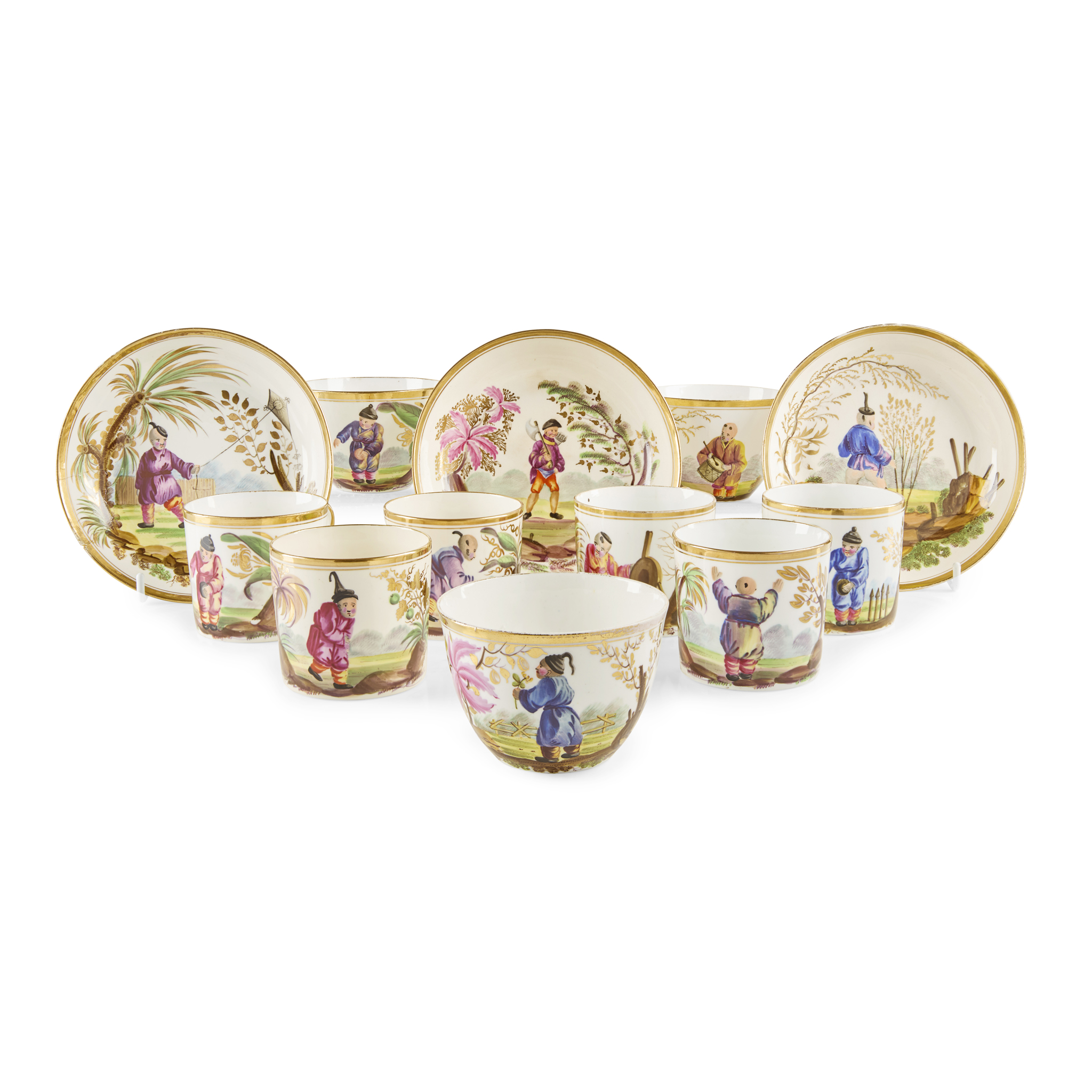 COLLECTION OF MINTON 'CHINESE SPORTS' TEAWARE, PATTERN 539