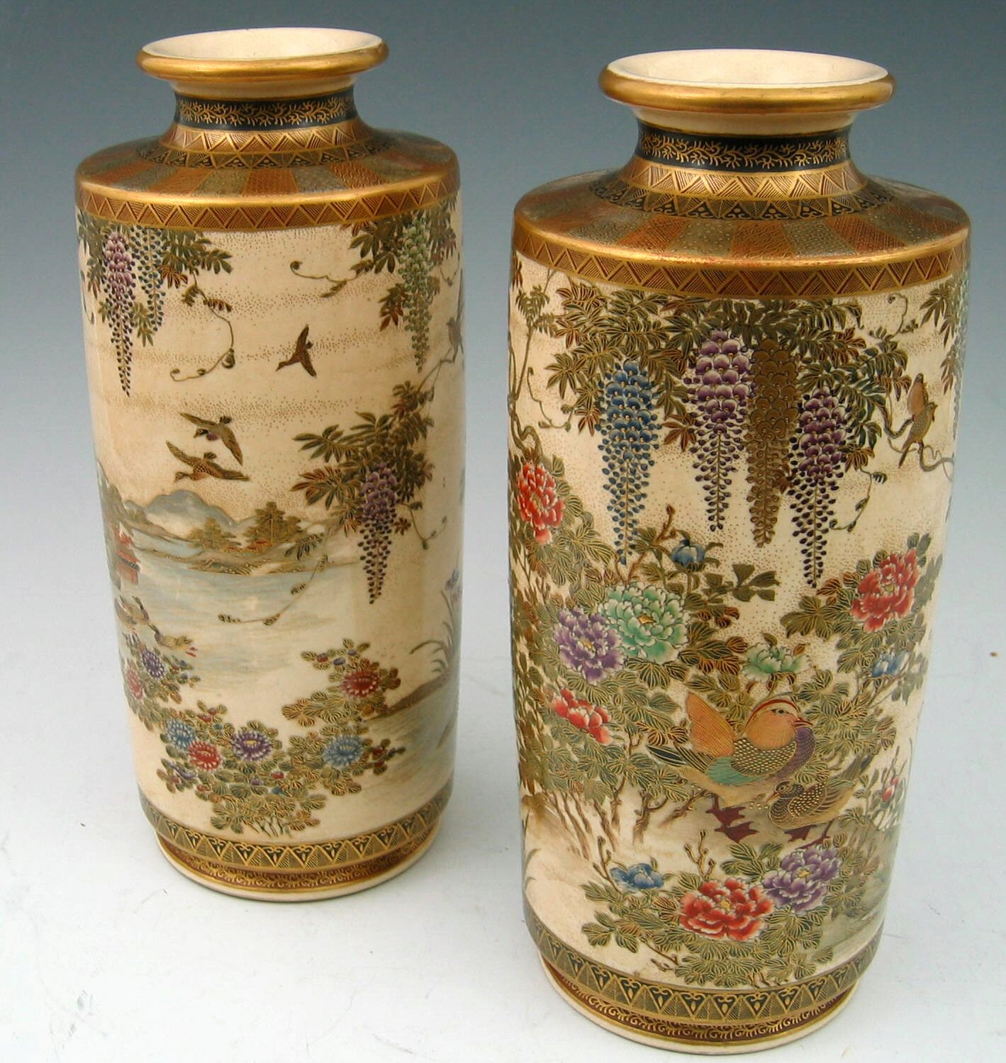 A pair of large Japanese Satsuma vases,