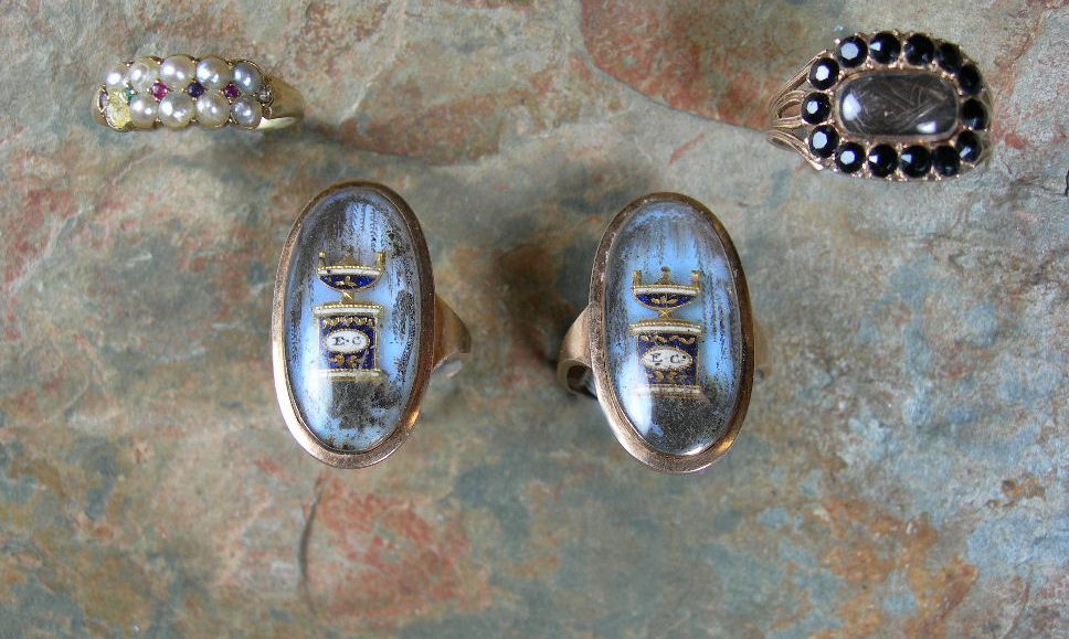 A pair of Georgian memorial rings,