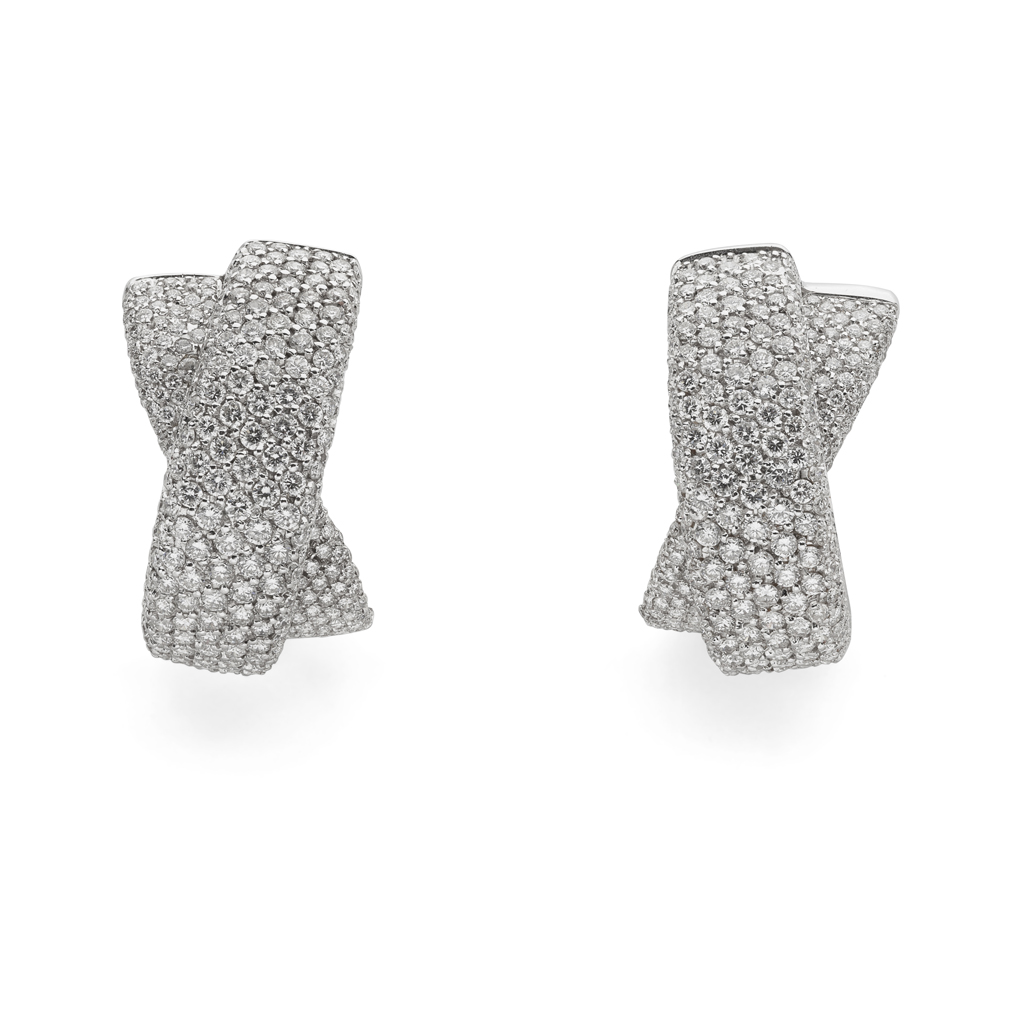A pair of contemporary diamond set earrings