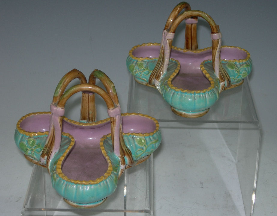 A pair George Jones majolica baskets