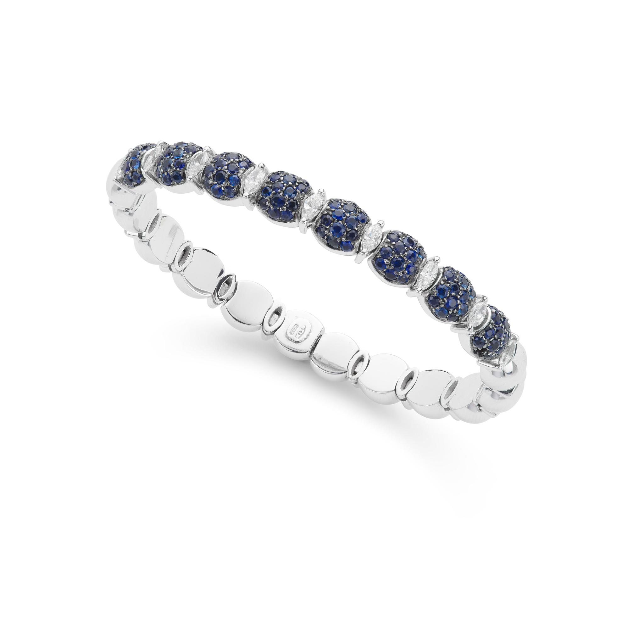 A sapphire and diamond sprung bangle