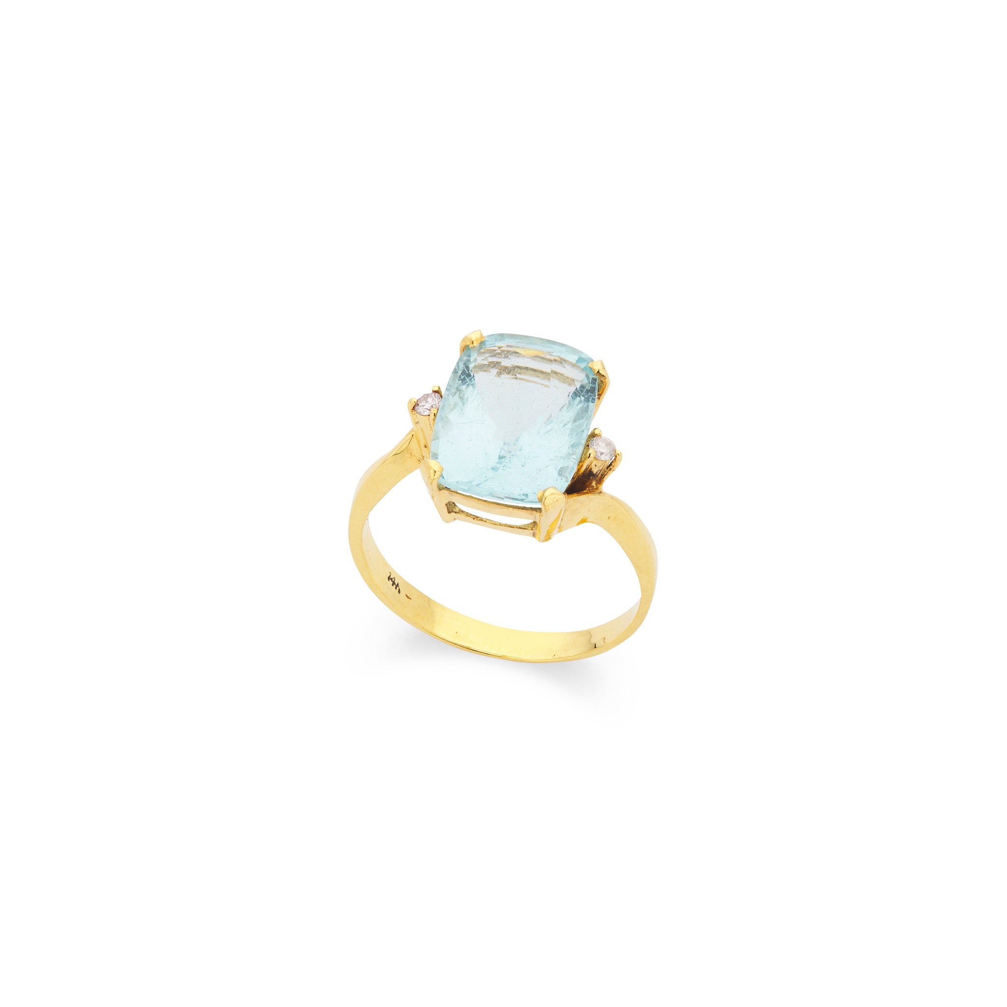 An aquamarine and diamond ring