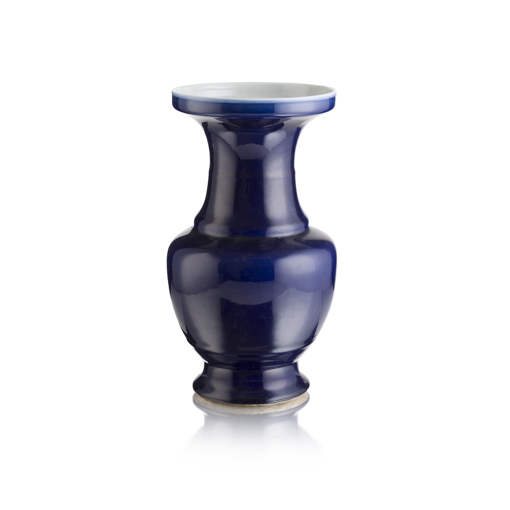 BLUE-GLAZED ZUN-FORM VASE