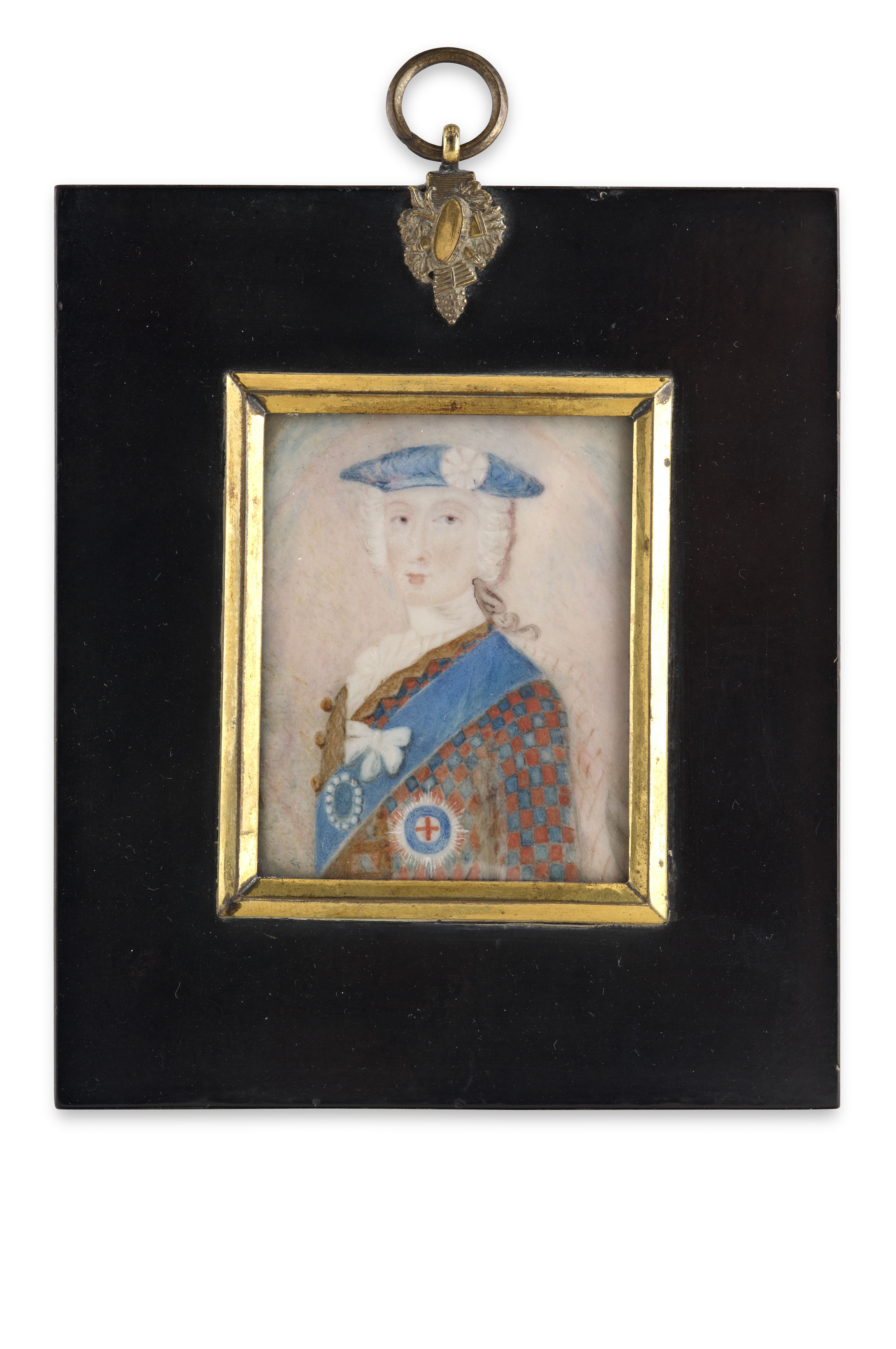 After Robert Strange - a half length portrait miniature of Prince Charles Edward Stuart