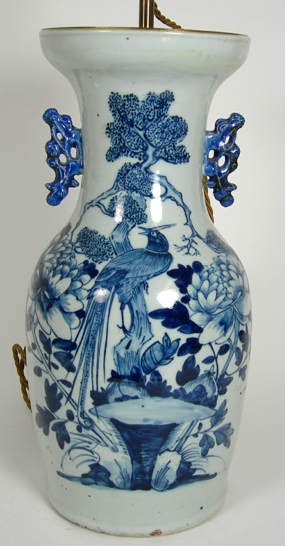 CHINESE BLUE PAINTED BALUSTER VASE