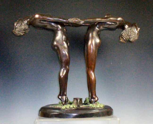 A bronzed figure group
