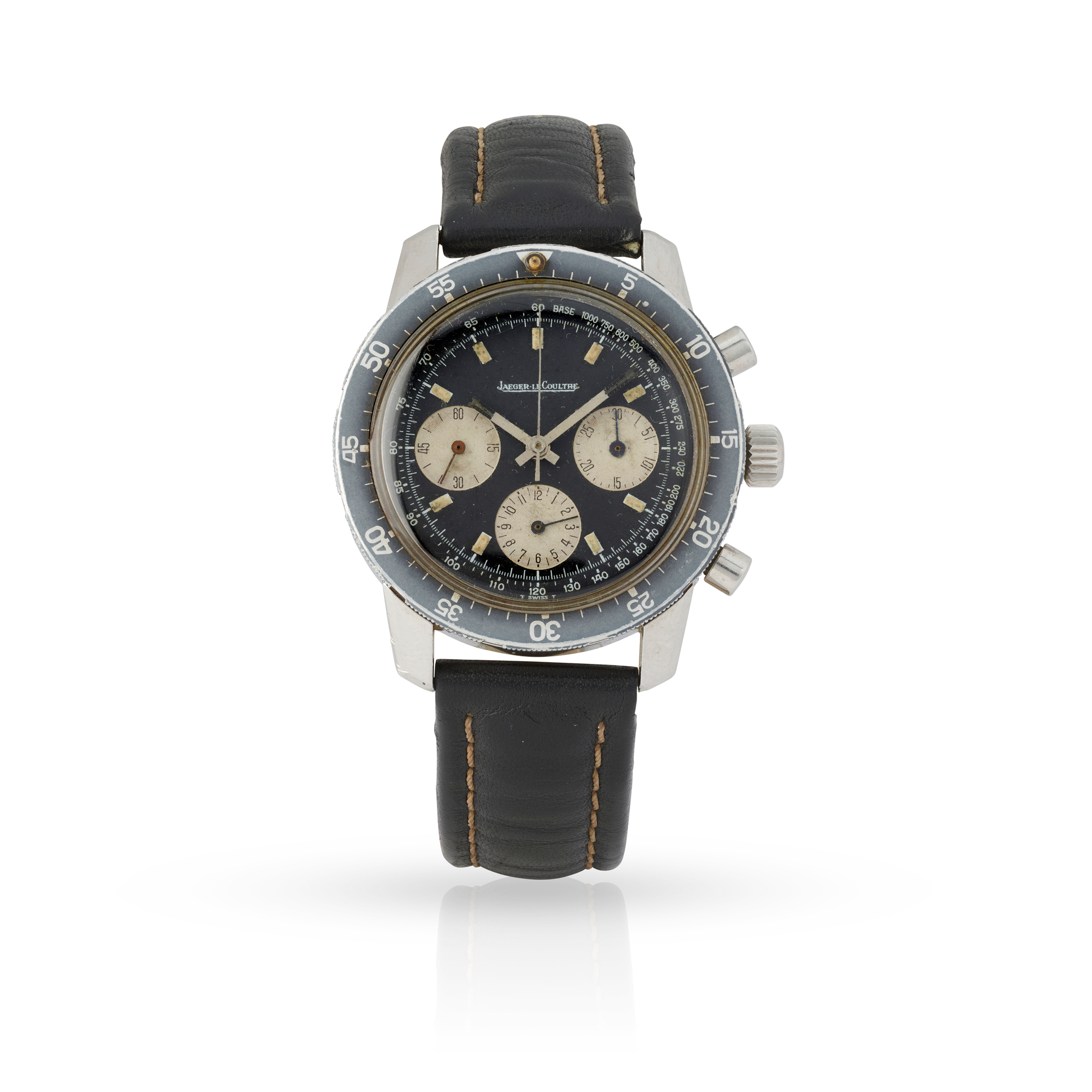 Jaeger LeCoultre. A rare and desirable stainless steel chronograph wristwatch with rotating bezel