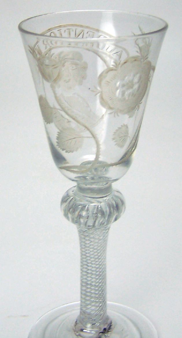 RARE JACOBITE PORTRAIT WINE GLASS