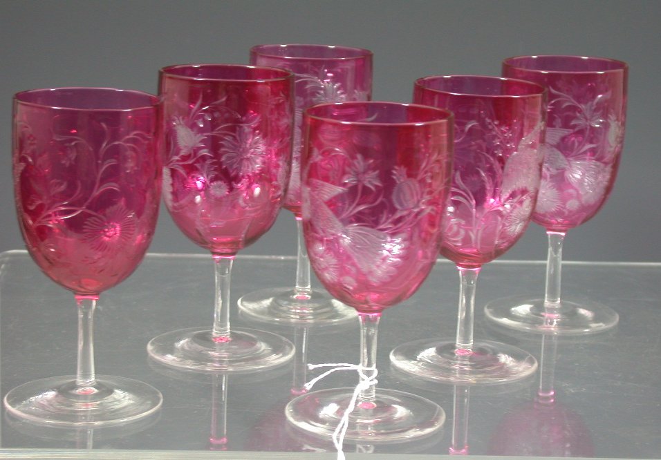 A set of six late 19th century wine glasses