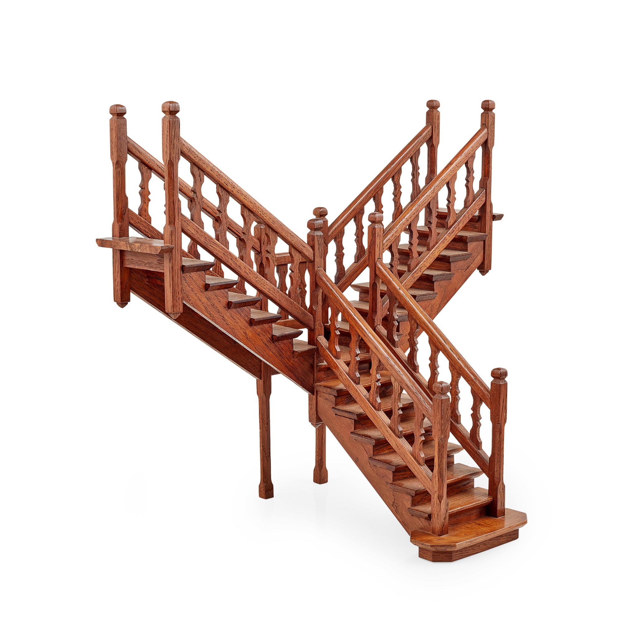 OAK ARCHITECT'S MODEL OF A SPLIT STAIRCASE