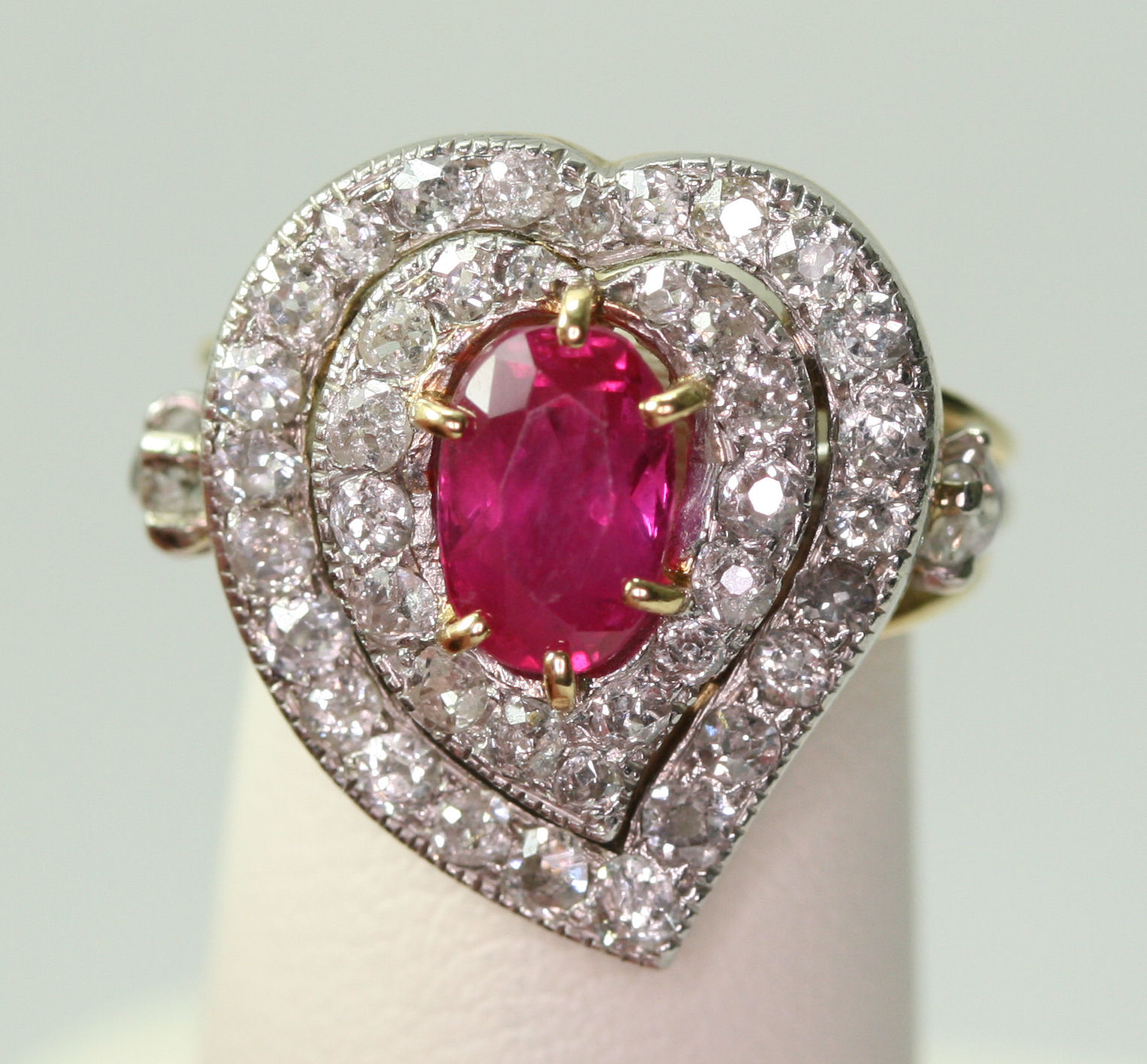 A Belle Epoque ruby and diamond cluster ring