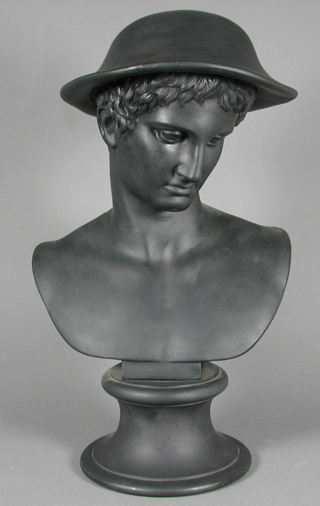 A Victorian Wedgwood black basalt bust of Paris