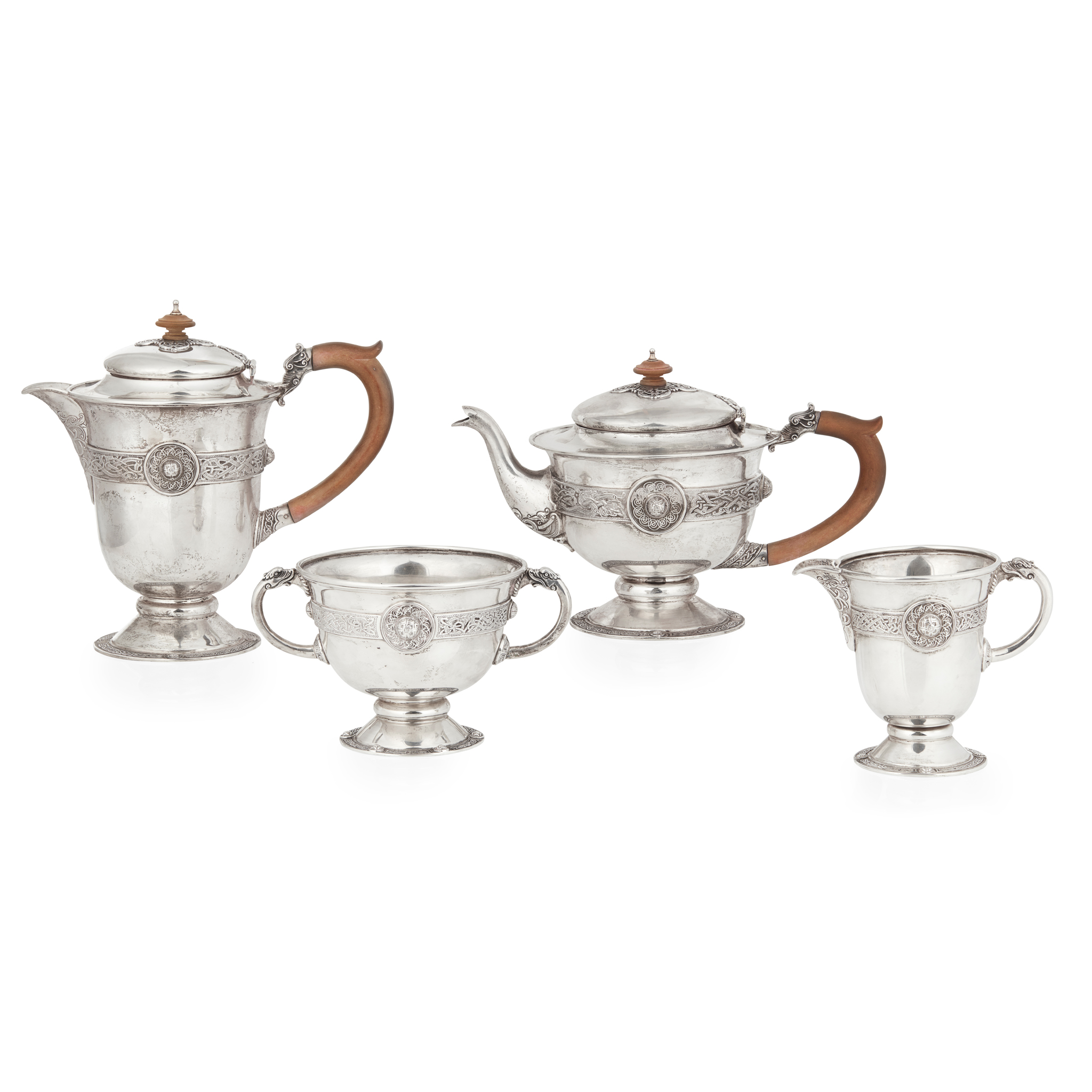 An Edwardian four-piece tea-service