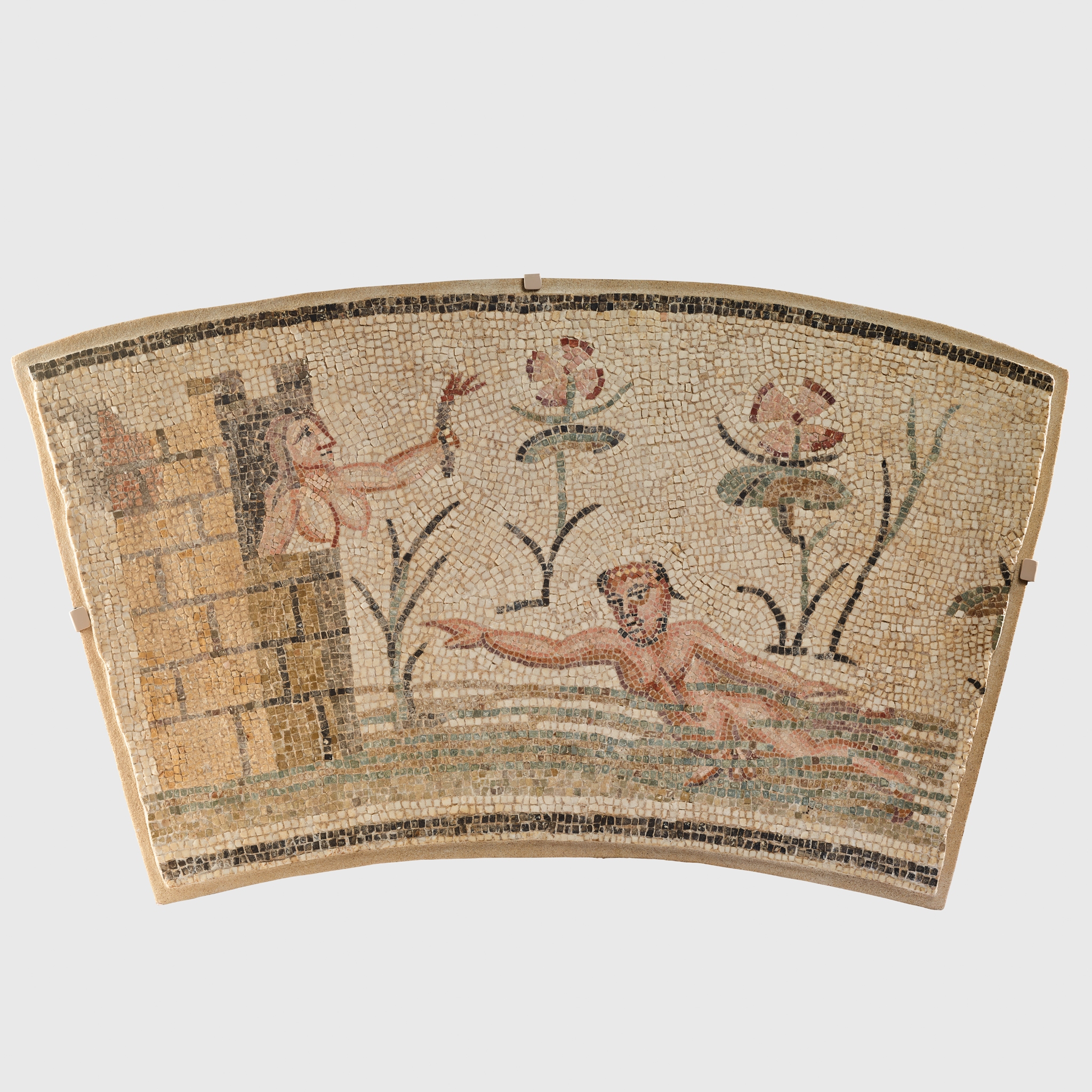 ROMAN MOSAIC FRAGMENT DEPICTING LEANDER AND HERO