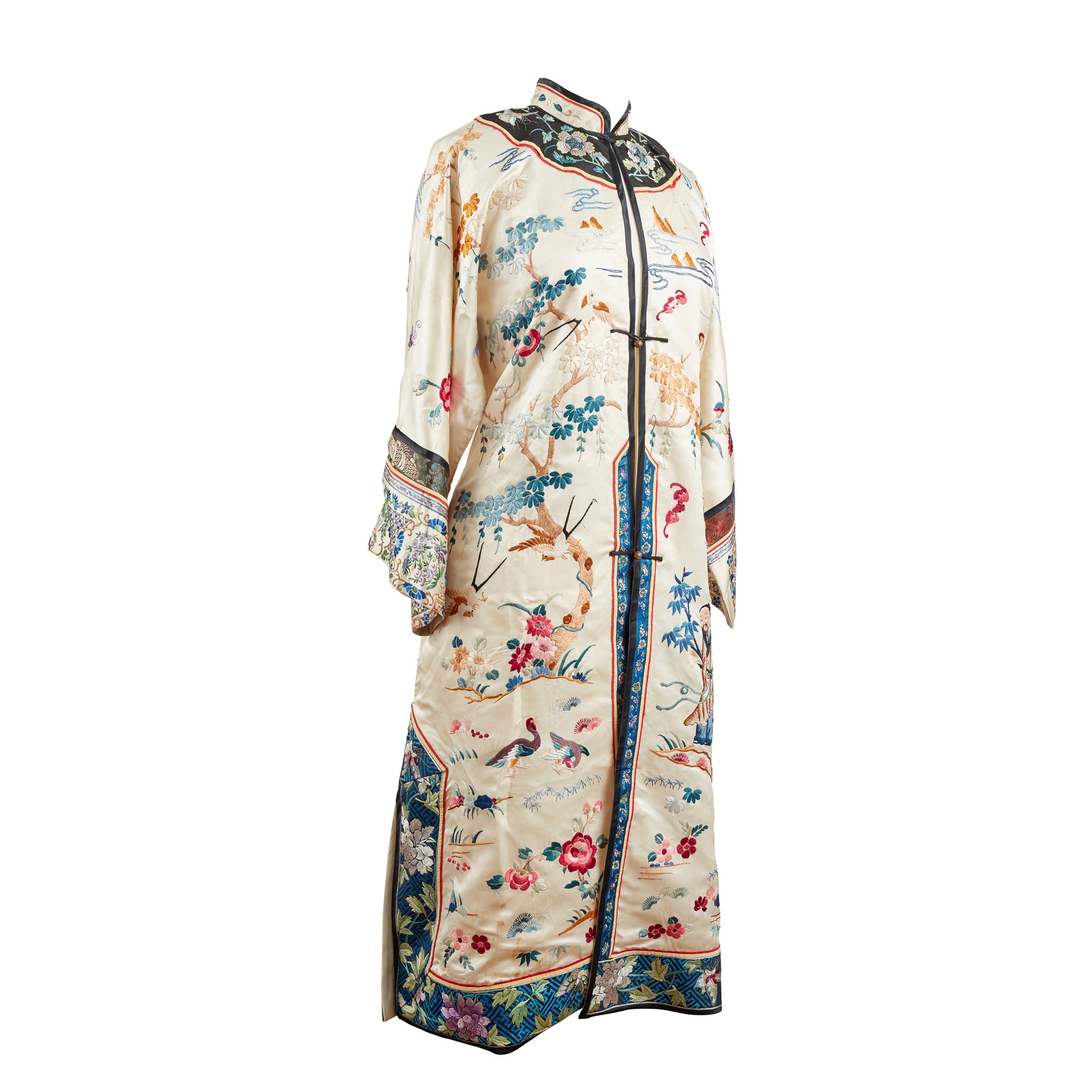 IVORY GROUND SILK EMBROIDERED LADY'S ROBE